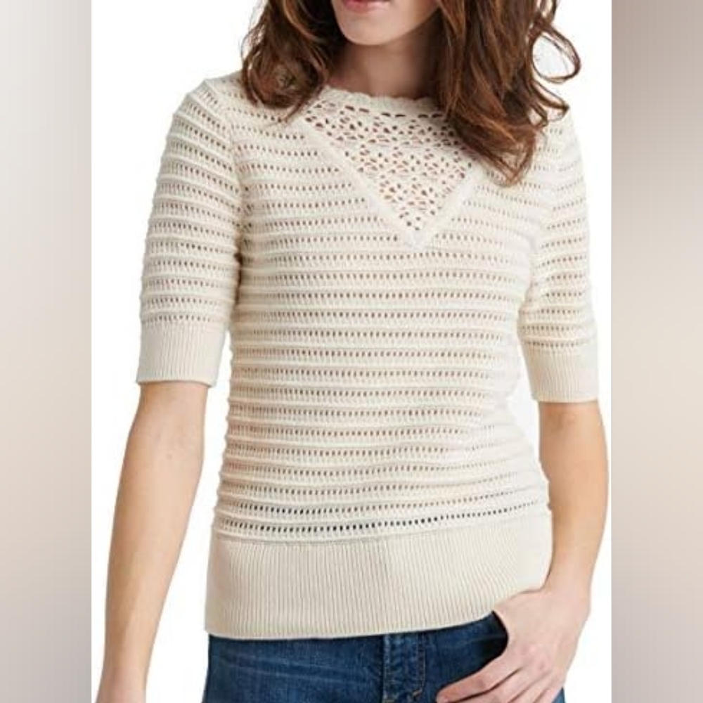 Lucky Brand White Open Knit Sweater